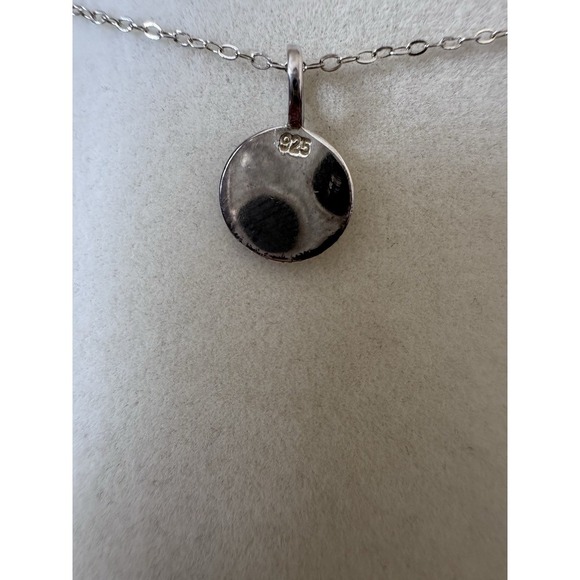 925 Sterling Silver Round Initial Letter M Pendant Necklace 18" Inch Adjustable - Picture 3 of 4